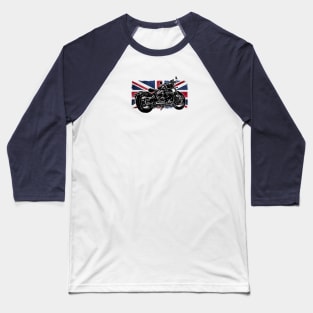 Bobber Bikies, Vintage Motorcycle Bike & Union Jack Baseball T-Shirt